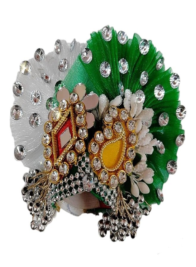 Partish Laddu Gopal Dress with Mukut and Patka l Ladoo Gopal Dress l Bal Gopal l Kanha Ji Thakur Ji Heavy Dress Size 0 1 2 3 4 5 6 7 8 (Green+White, Size 6) - Image 3